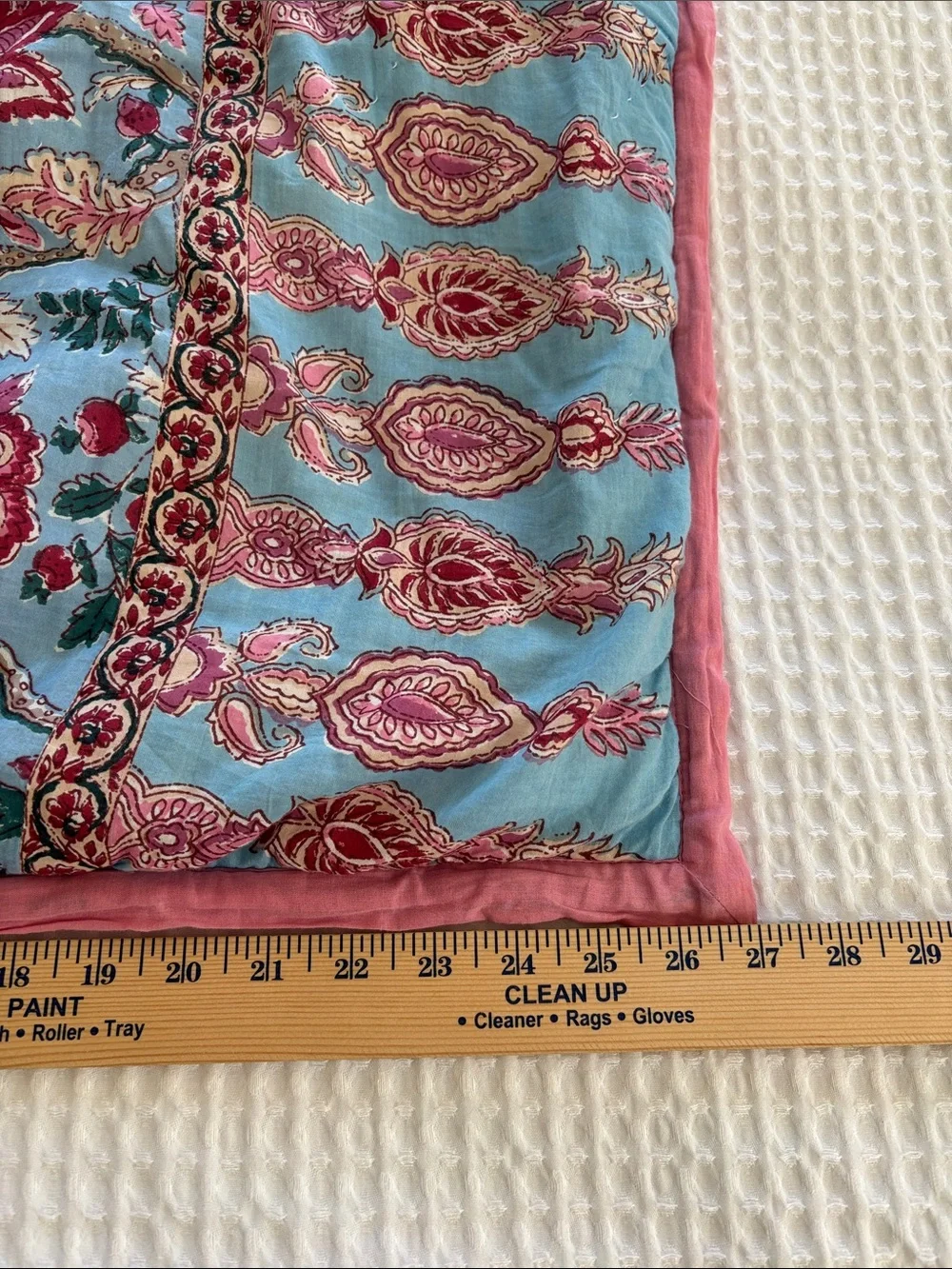 Pottery Barn Shannon Reversible Quilted Floral Pillow Shams Blue Pink Euro 26x26